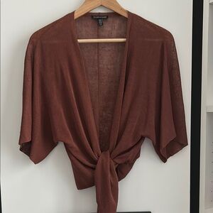 Eileen Fisher Rust Tie-Front Kimono Top